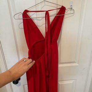 Red, backless, summer dress